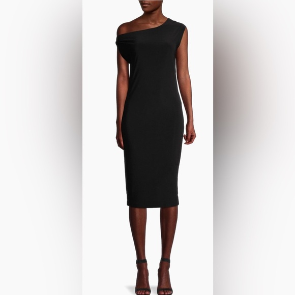 Norma Kamali Drop Shoulder Sheath Dress, black, stretchy jersey, size S - Picture 9 of 12